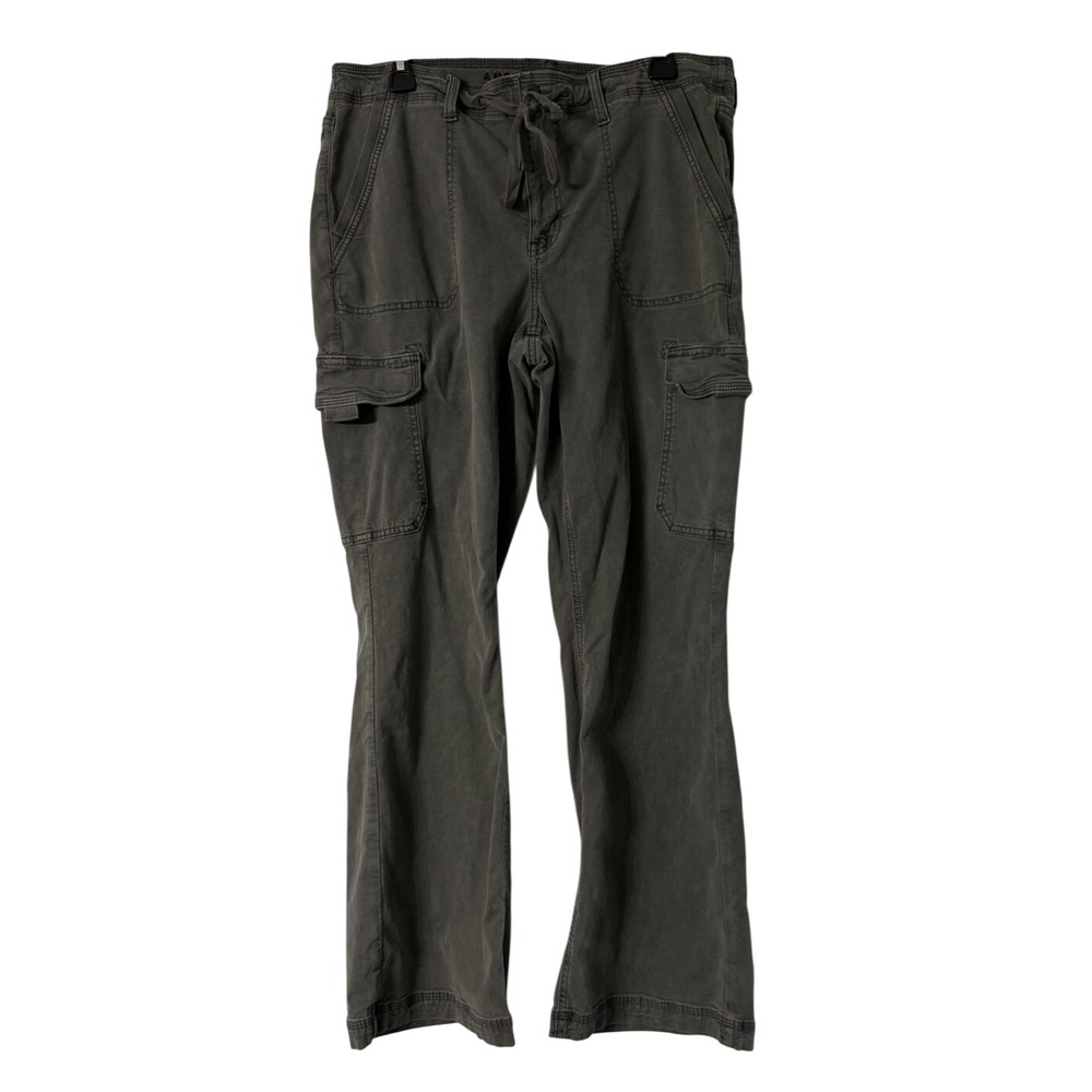 AEO American Eagle Outfitters Womens Flare Leg Drawstring Gray Pants Size 14
